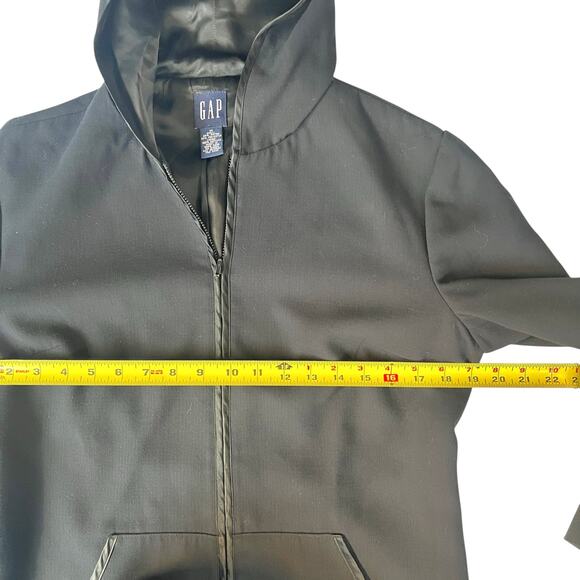Vintage GAP Black Hooded Satin Lined Tailored Jacket Blazer M - Picture 6 of 11